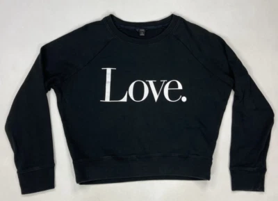 J Crew University Terry Love Crewneck Sweatshirt Women Small Black - Image 1 of 4