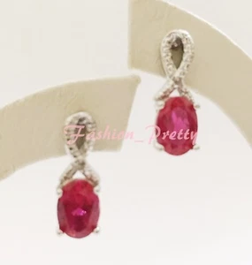 HOT GIFT & NEW ARRIVED ! SUPER PRETTY 1 1/2 CARAT LAB CREATED RUBY STUD EARRINGS - Picture 1 of 7