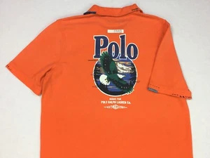 Polo Ralph Lauren Herren Repaired Eagle Graphic Mesh Hybrid Poloshirt Orange M L - Bild 1 von 12