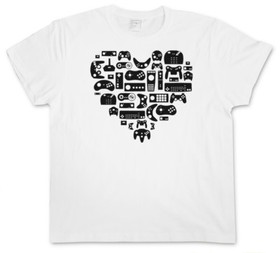 CONTROLLER HEART II T-SHIRT - Video Game Konsole NES Evolution Joystick Gamepad