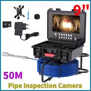 Pipe Inspection Camera HD Drain Sewer Camera 9" Monitor DVR Meter Counter 50M - Picture 1 of 23