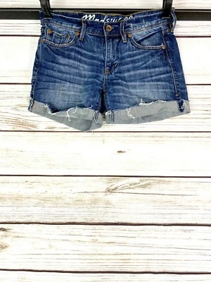 Pantalones cortos de mezclilla Madewell para mujer talla 24 azul con puños dobladillo crudo 5 bolsillos 100 % algodón Foto 1 de 4