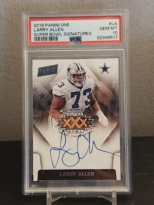 2018 Panini One Super Bowl Signatures Larry Allen Auto HOF Cowboys PSA 10 - Image 1 of 2