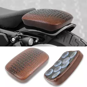 Motorcycle Rectangular Pillion Passenger Pad Seat Crocodile Brown suction cup - Picture 1 of 7