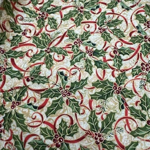 Woodland Splendor Elizabeth Brownd Fabric Holly Berries Gold Highlights 1yd 23" - Picture 1 of 3