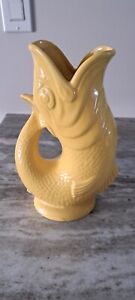 Gluggle Jug Wade Koi Fish Vase “Gurgle” Pitcher  9" Yellow Made in England