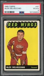 1965-66 TOPPS HOCKEY ALEX DELVECCHIO #47 PSA 4 DETROIT RED WINGS HOF GH01 - Picture 1 of 2