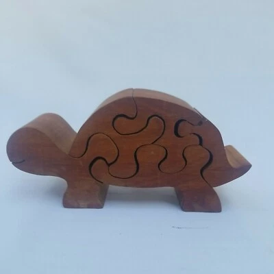 3D WOOD TORTOISE/ TURTLE PUZZLE Brain Teaser Animal FIGURINE MODEL  — 第 1/4 张图片