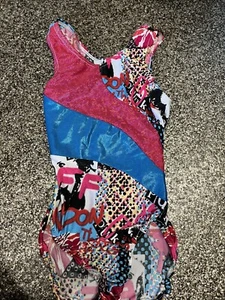 Jam Wear Leos gymnastics dance LEOTARD CS Small Multi Color Graffiti open back - Picture 1 of 7