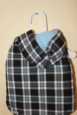 Fashion Pet Sparkle Plaid Hooded Coat Blue  Small  new - Image 1 of 2
