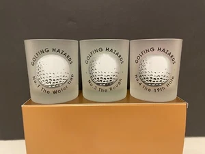 Drei (3) mattierte Dartington Golf Gefahren Steine Gläser - Löcher 1, 3 und 4 - Bild 1 von 14