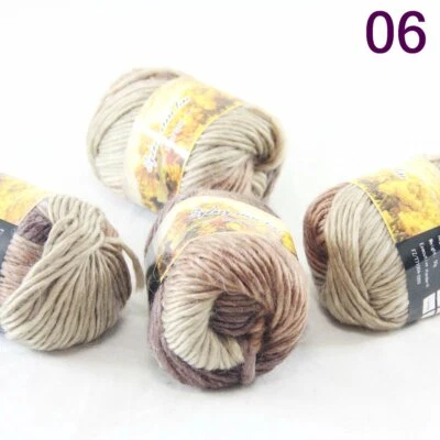 SALE 4BallsX50gr Warm Colorful Rugs Knitting Wool Blankets Crocheted Yarn 06 - Image 1 of 4