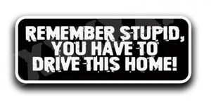 REMEMBER STUPID YOU HAVE TO DRIVE THIS HOME DECAL STICKER FUNNY CAR TRUCK - Picture 1 of 1