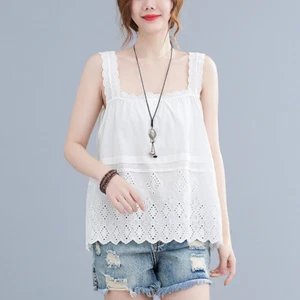 Women Casual Ethnic Lace Camisole Vest Tank Top Frill Sleeveless Summer Party - Picture 1 of 14