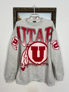 Vintage 90's NCAA Utah Running Utes Sweatshirt Crewneck Over Print Mens Size XL - Bild 1 von 15