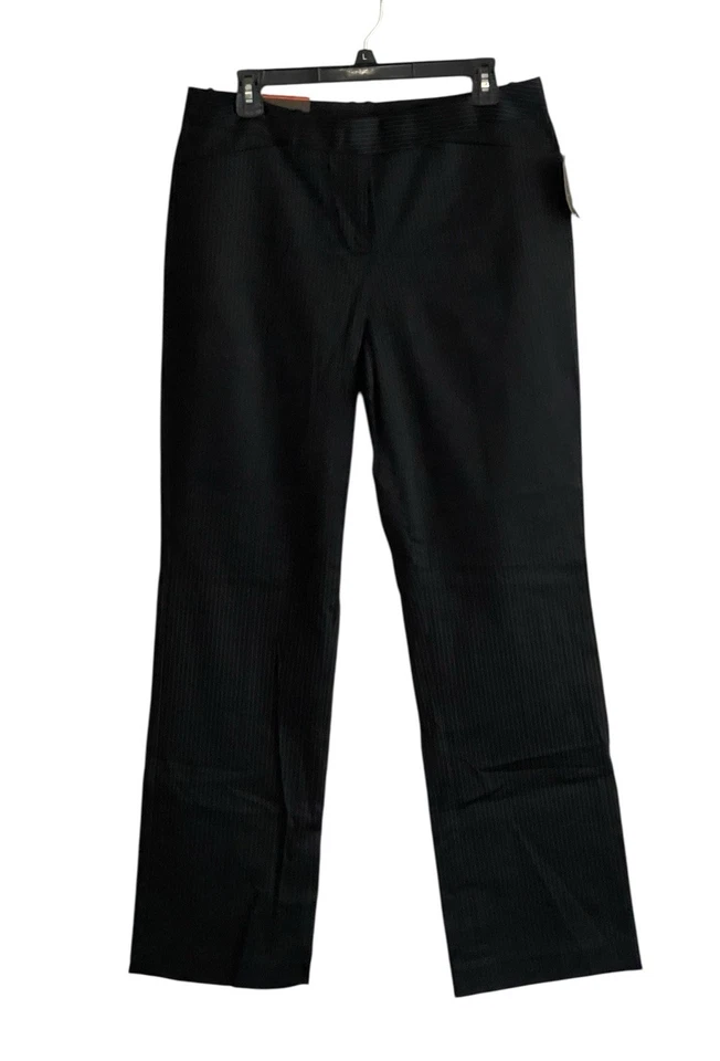 Pantalón de vestir Merona negro a rayas contorno talla 10 oficina trabajo NUEVO Foto 1 de 4