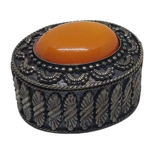 Vintage Amber Jewelry Box - Picture 1 of 9