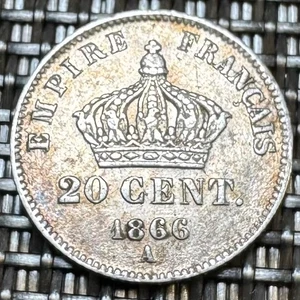TRÈS BELLE PIECE DE 20 CENTIMES ARGENT NAPOLÉON 1866 A (1330) RECHERCHÉE - Imagen 1 de 2