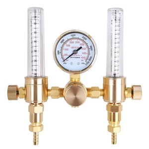 Dual Output Argon Regulator Flow Meter for TIG MIG Welding 0-60CFH 0-4500PSI ... - Picture 1 of 8