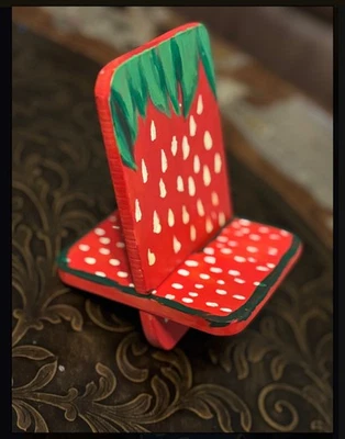 Soporte para teléfono celular pintado a mano fresa, soporte para teléfono celular, base para teléfono celular Foto 1 de 2