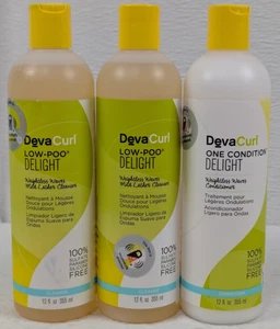 Deva Curl - DELIGHT - x2 Low-Poo Cleanser & x1 Condition Conditioner 12 Oz - Picture 1 of 8