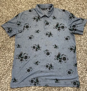 Travis Mathew Mens Shirt XL Heather Blue Speed Runner Golf Polo Short Sleeve - Picture 1 of 7