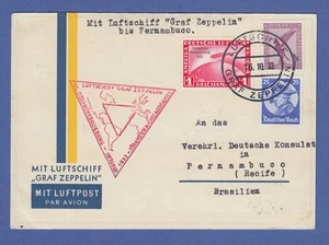 Zeppelin LZ 127 Chicagofahrt 1933 Mi.-Nr. 496 auf Postkarte nach Brasilien - Bild 1 von 2