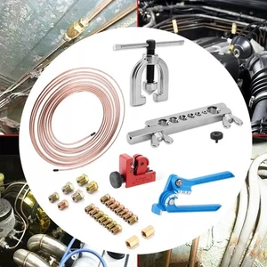 25ft Brake Line Kit 3/16 Copper Pipe Flaring Tool & Tube Cutter Pipe Repair Set - Imagen 1 de 14