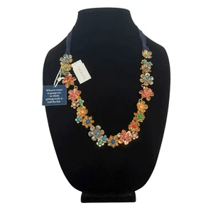 Collana nuova con etichette RSVP By Talbots nastro regolabile dichiarazione fiori tono oro - Foto 1 di 11