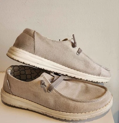 *Hey Dude* [Wendy] Zapatos Deslizables Gris Perla Brillante - Mujer Talla 7 M* Foto 1 de 4