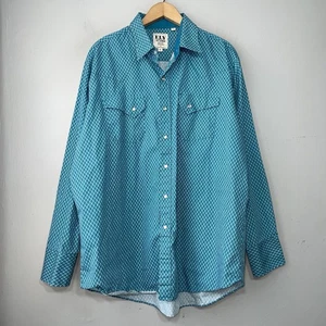 Camicia western Ely Cattleman da uomo taglia XL blu a scatto perla diamante cowboy rodeo - Foto 1 di 11