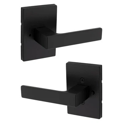 Kwikset Singapore Matte Black Rectangular Straight Bed/Bath Door Handle 💥 - Image 1 of 4