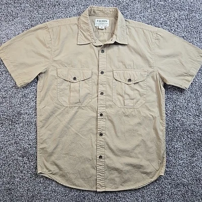 Filson Washed Feather Cloth Shirt Mens Small Grey Khaki Short Sleeve 20189134 - Image 1 of 4