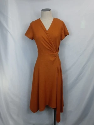 PERCEPTIONS NEW YORK Dress BROWN Short Sleeve DRESS SIZE Small Wrap Around - Image 1 of 4