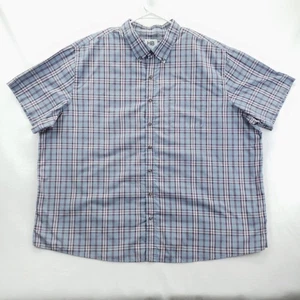 HB Harbor Bay Shirt Mens 3X Big Blue Purple Plaid Short Sleeve Pocket Casual - Picture 1 of 12