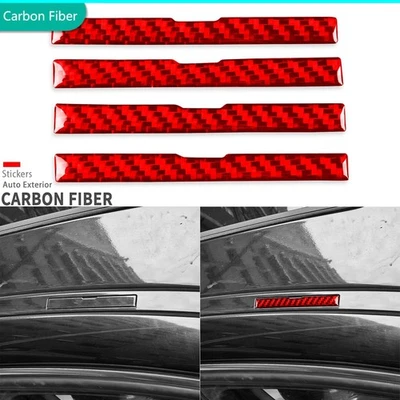 4Pcs Red Carbon Fiber Car Roof Bpth Side Cover For BMW 3 Series M3 E90 2005-2012 - Image 1 of 4