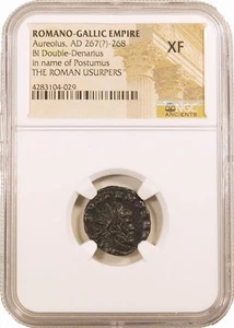 A-DS7 - Roman Empire AE Aureolus (AD 268) Double-Denarius NGC (XF) Billon Coin - Picture 1 of 6