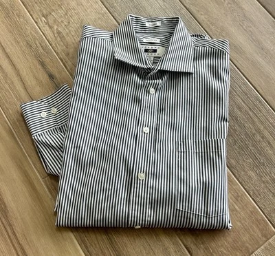 Joseph Abboud Men’s Non-Iron Button Up White Black Striped Cotton 16 32/33 - Изображение 1 из 4