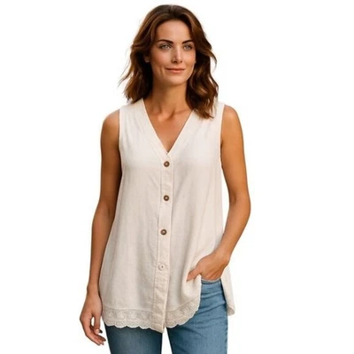 Traje de baño vintage Barbara Lesser mediano blanco roto encubrimiento 100 % algodón orgánico EE. UU. Foto 1 de 4