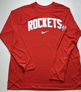 Nueva Camiseta Nike Dri-Fit NBA Houston Rockets Roja Manga Larga Para Hombre Talla M” - Imagen 1 de 7