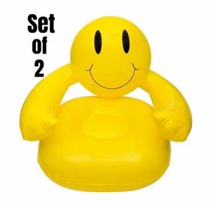 (set Of 2) 36'' Smiling Happy Face Inflatable Chair Fun Playroom Inflatable - Picture 1 of 4