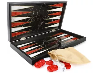 Backgammon Tavla Schwarz Marble XXL Marmor Design - Bild 1 von 5