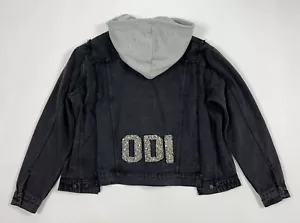 Odi et amo giacca jacket denim cappuccio donna strass M/L nero giubbotto T5208 - Foto 1 di 12