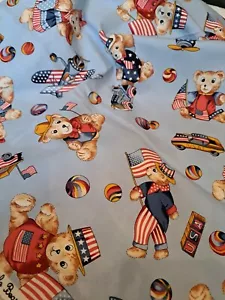 " Bear With Me" Yankee Doodle Bear RJR Fabric Quality Cotton 44 x 37" Blue - Picture 1 of 5