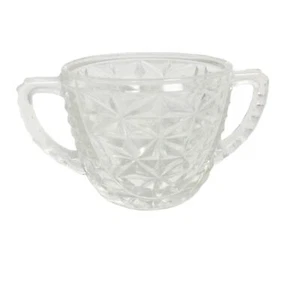 Vintage Anchor Hocking Glas Stars & Bars offen Zuckerdose Glaswaren - Bild 1 von 9