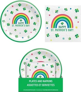 Shamrocks St. Patrick's Day Irish Green Holiday Theme Party Plates & Napkins Set - Picture 1 of 1
