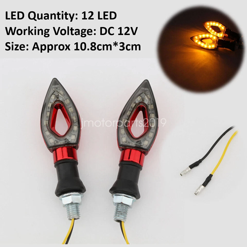 2 peças sinais de seta vermelhos luz âmbar 12 LED para Kawasaki Ninja 650 R 600R 750R 900R - Imagem 1 de 1