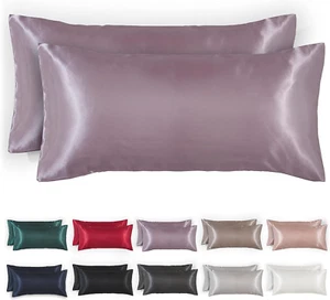 Set Di 2 Federe Seta - Federa Cuscino 50X70 in Raso - Protezione Capelli E Pelli - Foto 1 di 12
