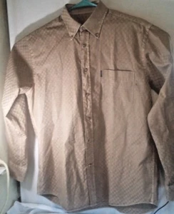 Amerigo Vespucci Mens Long Sleeve Button Down Size 43 Shirt Tan Check - Picture 1 of 7