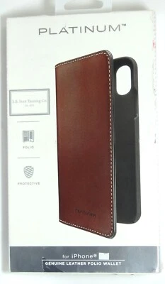 Platino - Funda tipo folio de cuero americano genuino para iPhone X y XS - Bourbon Foto 1 de 4